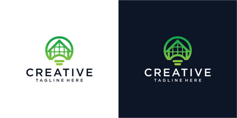 Solar house innovation logo design template.