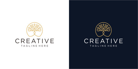 Nature logo with simple golden tree concept