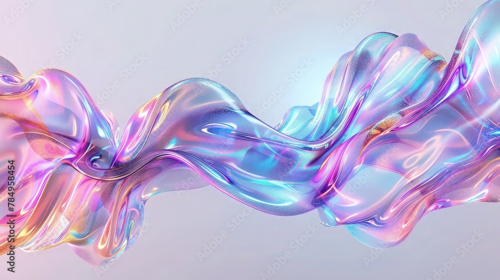 Poster a serene abstract composition of transparent waves flowing on a white backdrop