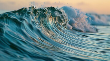 Wave symmetry, approaching shore, close-up, straight-on shot, natural architecture, morning calm  - obrazy, fototapety, plakaty