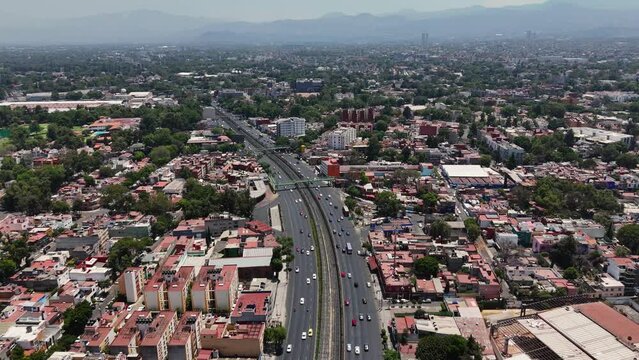Aerial View of Calzada de Tlalpan in Slow Motion, Captured by Dorne CDMX