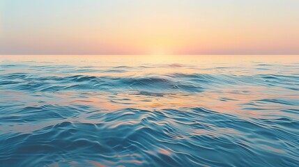 Fototapeta na wymiar Sunrise hues, ocean's canvas, close-up, straight-on angle, pastel skies, calm waters