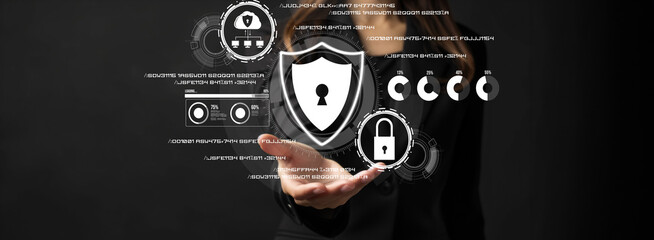 Business person explore the core of cyber security. Delve into cyber protection methods, threats,...