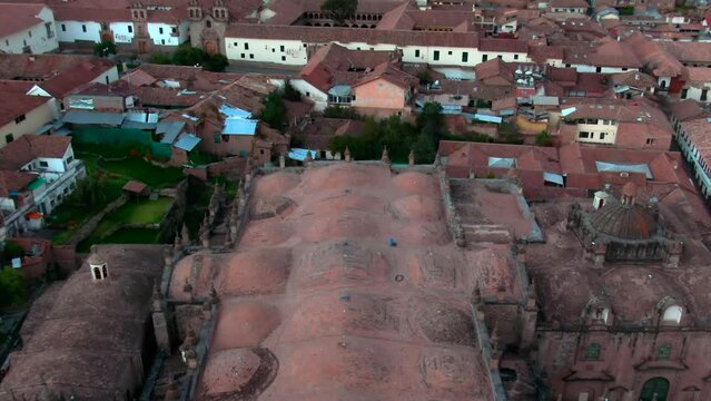 Aerial View Of Cusco Cathedral In The City Of Cusco, Peru. - pullback shot