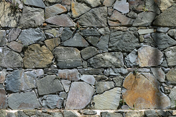 Stone wall texture background - grey stone with different sized stones 2
