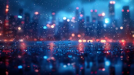 Obraz premium wallpaper of bokah on a city background, blue, cyan, cinematic