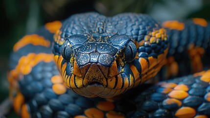 Fototapeta premium Naja Cobra Displaying Colors in Forest Twilight