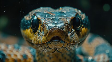 Fototapeta premium Majestic King Cobra Gracefully Hooding, Ready to Defend Its Territory with Dignity.