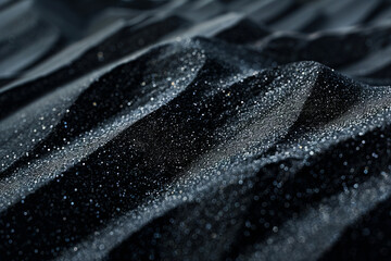 Naklejka na ściany i meble A close up of black sand with water.