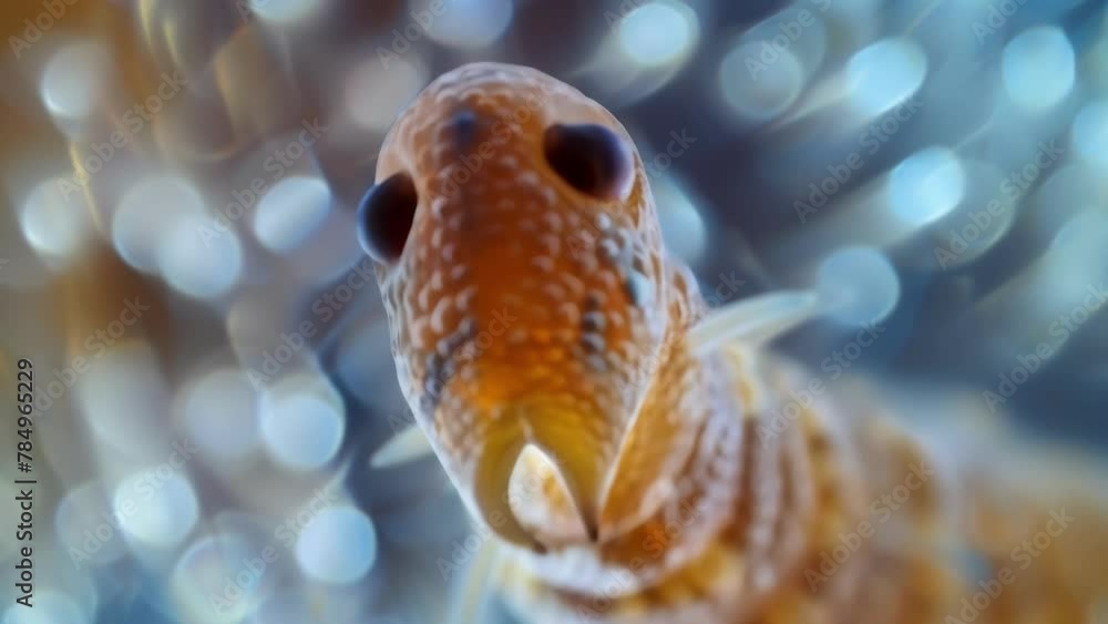 Aufkleber a closeup view of a nematodes head showcasing its pointed hooklike mouthparts and two round sensory 