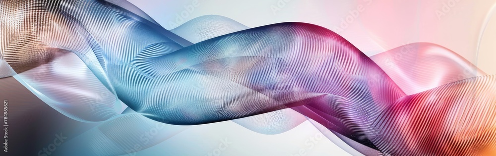 Fototapete a colorful wave with a blue and red stripe. the wave is made up of many different colors and it look