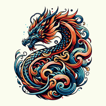 Detailed dragon vector illustration.
