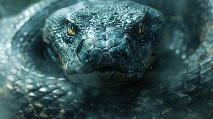 Ancient Prehistoric Serpent From another world. Shrouded in a sinister aura of darkness