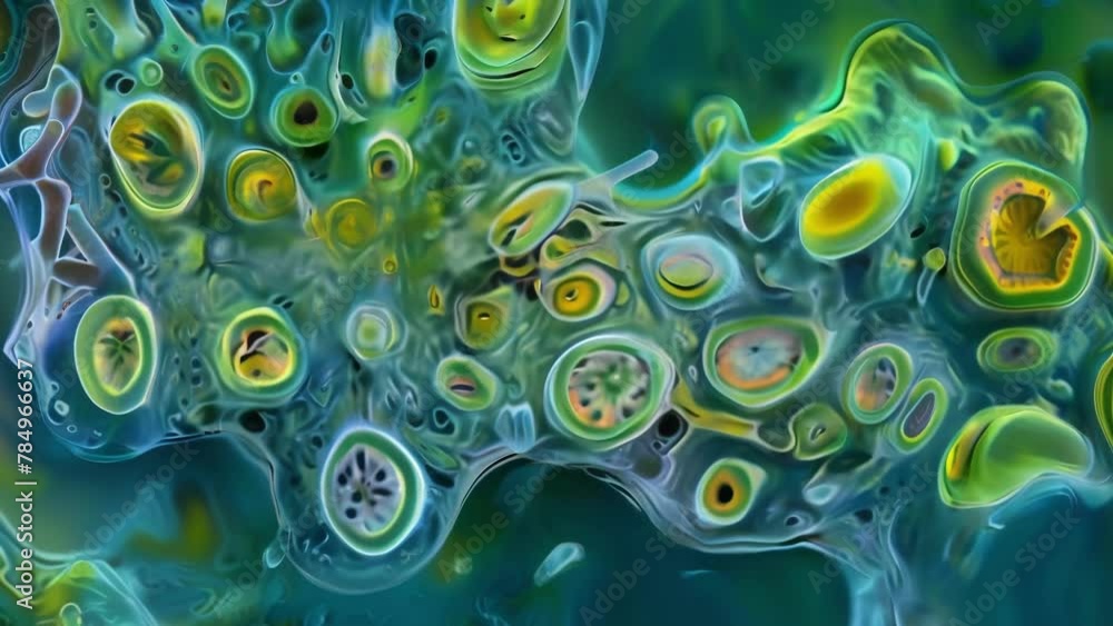 Poster an electron microscope image of the intricate cell structure of a euglenoid highlighting its unique 