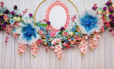 Colorful flowers arranged as a backdrop