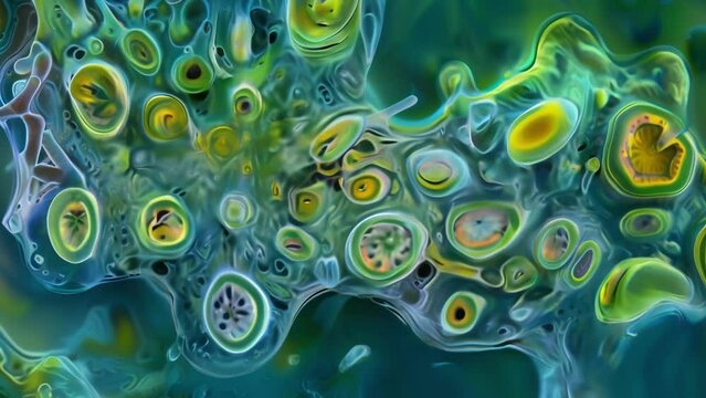 An electron microscope image of the intricate cell structure of a Euglenoid highlighting its unique characteristics as a plantlike . AI generation.