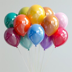A bunch of variously-colored balloons on white background