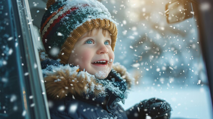 Winter Joy: Smiling Child in Snowy Weather