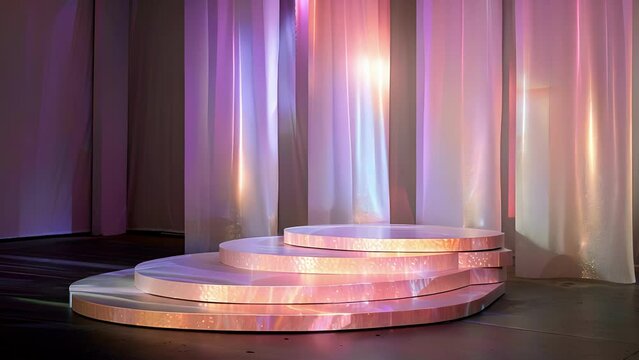 Like a scene from a fantasy novel the ethereal dreamscape podium seems to transport guests to a realm of endless possibilities. The . AI generation.
