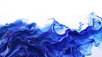 A vivid ultramarine abstract wave background with a white backdrop. - obrazy, fototapety, plakaty
