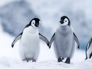  Penguins Waddling Across Snowy Antarctic Plains