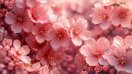 Fototapeta na wymiar Floral Seamless Background. Cherry Blossom Orchard Seamless Background.
