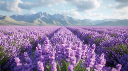 Fototapeta premium Floral Seamless Background. Lavender Field Seamless Background.