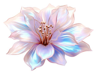 PNG  Flower iridescent petal plant white background - obrazy, fototapety, plakaty