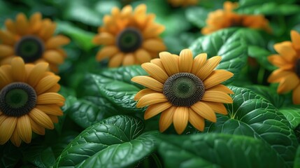Floral Seamless Background. Sunflower seamless background. shot from above.