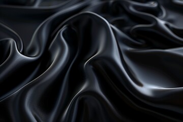 Fototapeta premium Elegant black satin fabric undulating softly