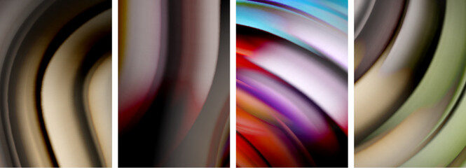 A colorful collage of purple, violet, magenta, and other tints and shades in liquid wave patterns on a white background, resembling glass art