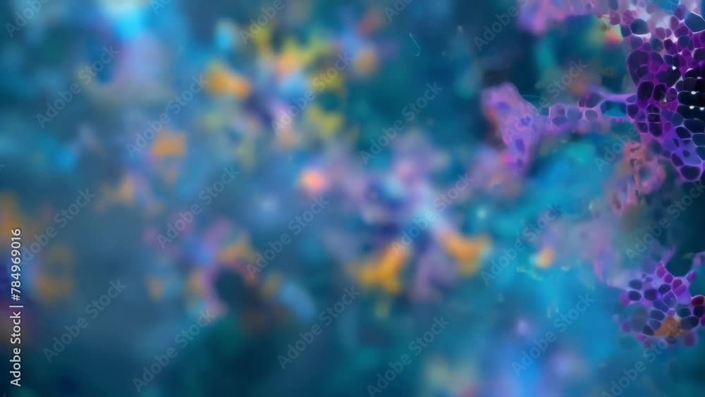 Poster a colorful image of a swarm of antibodies binding to the surface of a virus particle preventing it f