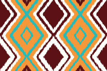 Ikat ethnic seamless pattern design. Aztec fabric carpet mandala ornaments textile decorations wallpaper. Tribal boho native ethnic turkey traditional embroidery vector background 
