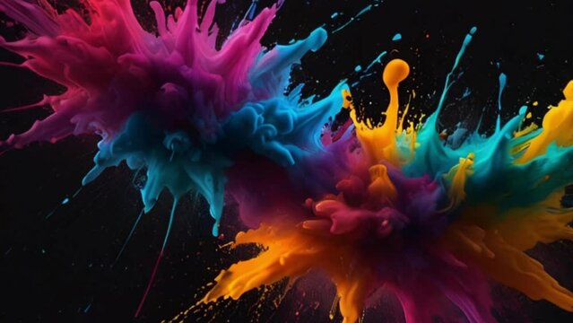 Colored powder splatter with black background