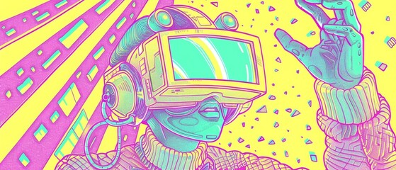 Virtual reality trading in a random, futuristic stock market, immersive finance