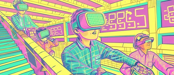 Virtual reality trading in a random, futuristic stock market, immersive finance
