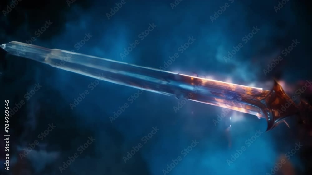 Poster a shimmering sword forged from a fallen star and imbued with celestial magic its blade trailing spar