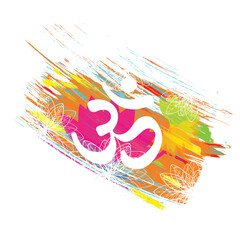 Om or Aum Indian sacred sound. The symbol of the divine triad of Brahma, Vishnu and Shiva. The sign of the ancient mantra. Om symbol sign on white background.