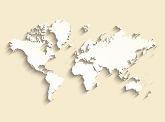 World map paper. Political map of the world on a beige background. Countries. Vector