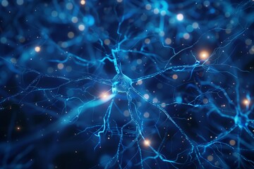 Naklejka na ściany i meble Neural network with illuminated synapse connections