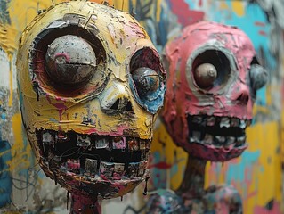 Vibrant Skulls Abstraction