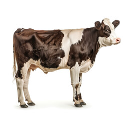 Grazing Holstein cow looking backward