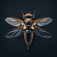 a Dipteran Hoverfly on dark Background,