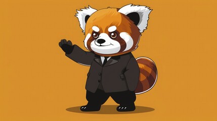 A charming cartoon panda dressed in a stylish coat and tie, exuding an air of sophistication and professionalism. 
