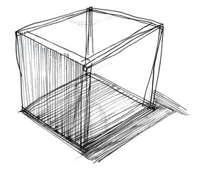 PNG Metal cube drawing illustrated chandelier