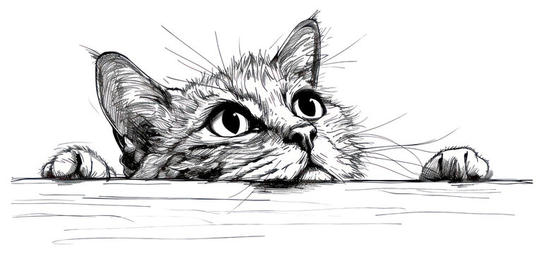 PNG Drawing cat illustrated sketch