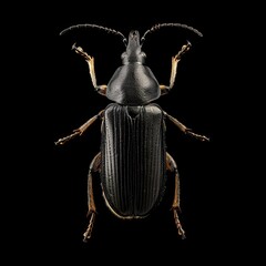 a Ground Beetle isolated on black Background, 