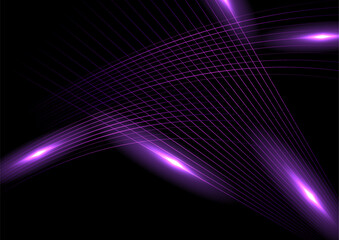 Glow violet glowing minimal lines abstract futuristic tech background. Vector digital art design - 784973203