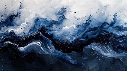 Black, white, and blue oil painting mixed. Best for Abstract background. - obrazy, fototapety, plakaty