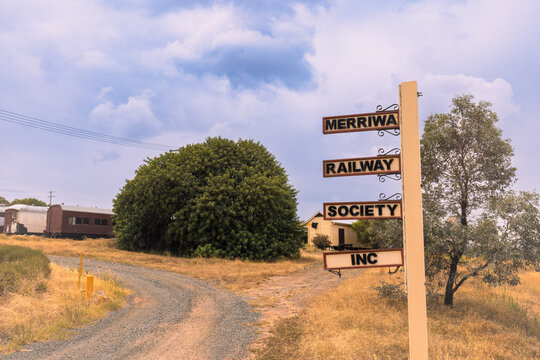Entrance sign at the Merriwa Railway Society Inc. in the Upper Hunter Region of NSW